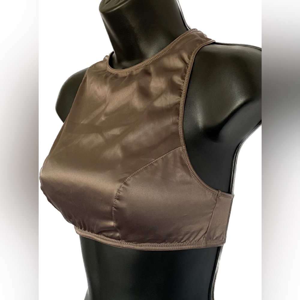 VS BRN Satin Wireless Bralette, M *P1037